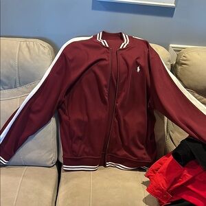 Polo by Ralph Lauren Maroon/Burgendy and White Varsity Bomber Jacket